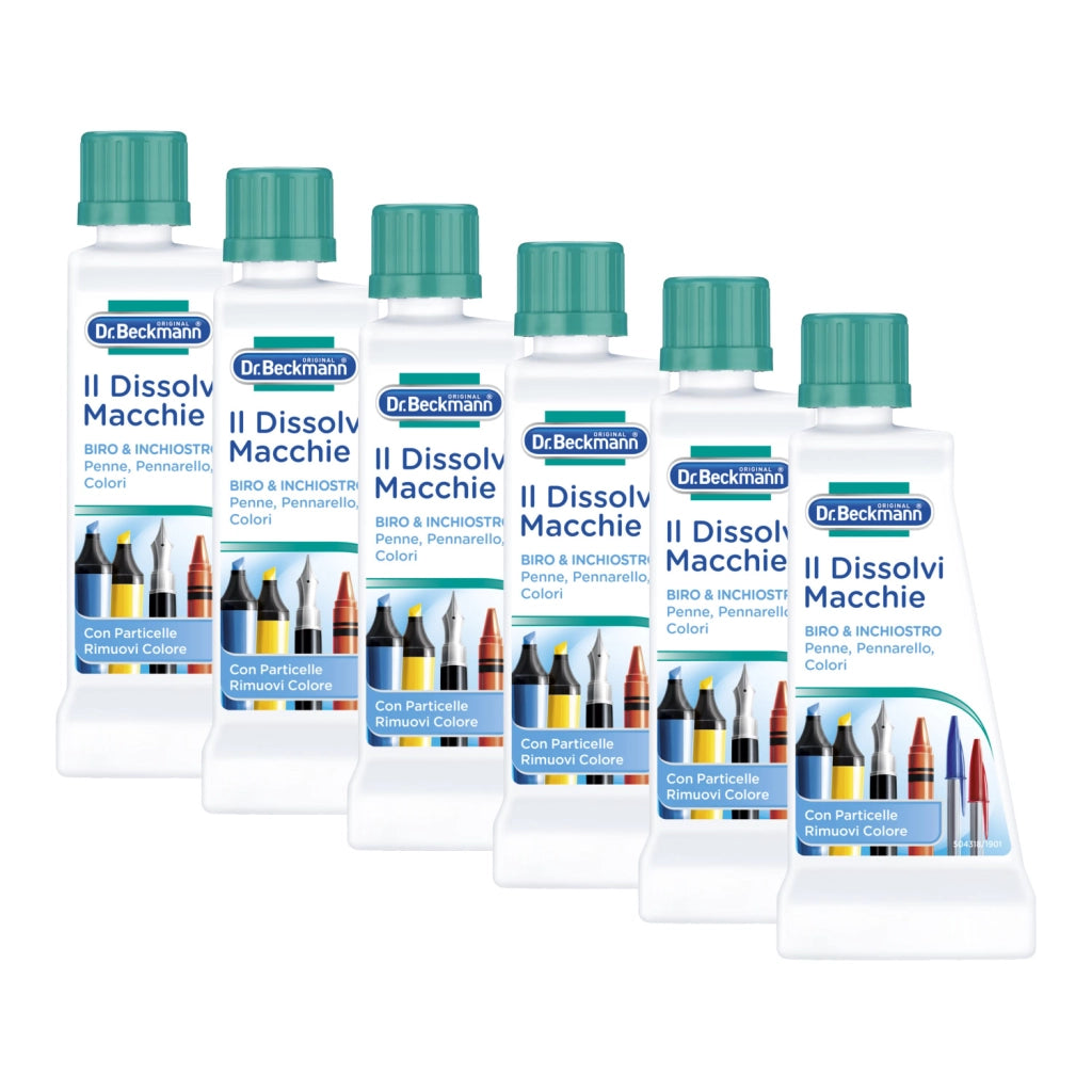 Dr. Beckmann Il Dissolvi Macchie Biro & Inchiostro, specifico per le macchie di biro, penne a sfera e altro, 6x50ml