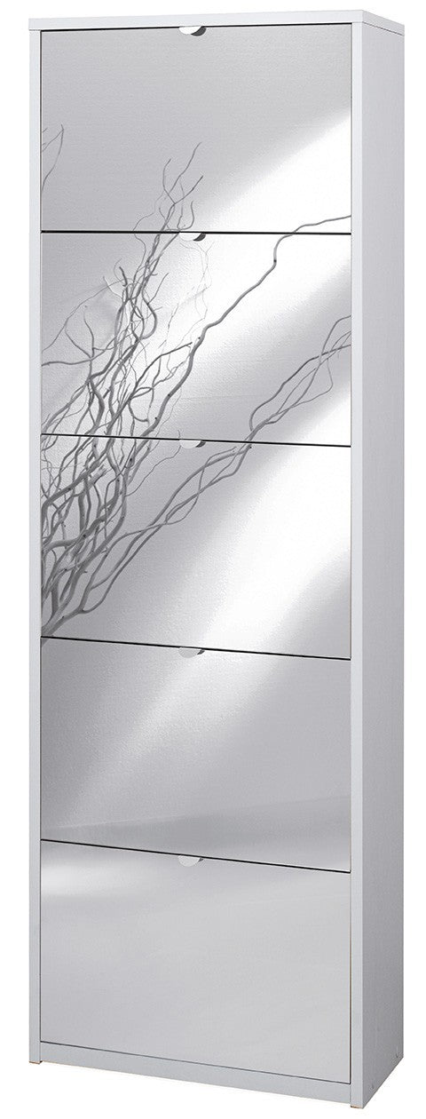 KIT SCARPIERA 5 ANTE A RIBALTA CON SPECCHIO FRONTALE H190 L63 P29 Cm FINITURA BIANCO SARMOG Sk565spk