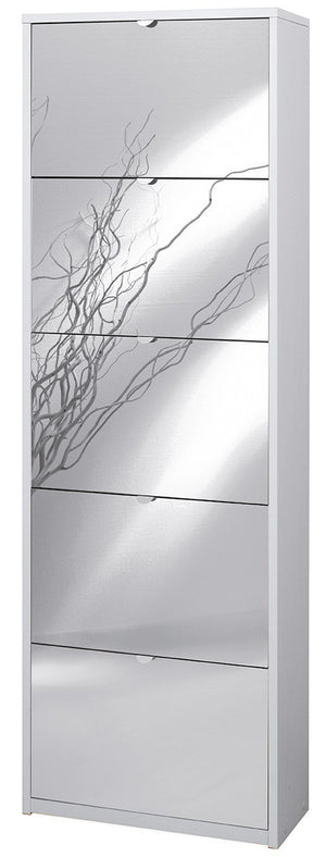 KIT SCARPIERA 5 ANTE A RIBALTA CON SPECCHIO FRONTALE H190 L63 P29 Cm FINITURA BIANCO SARMOG Sk565spk