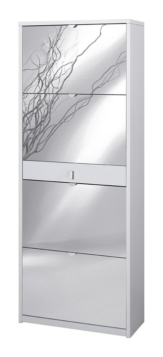 KIT SCARPIERA SPECCHIO ANTE A RIBALTA H164 L63 P29 Cm FINITURA BIANCO FIAMMATO SARMOG Sk569spk