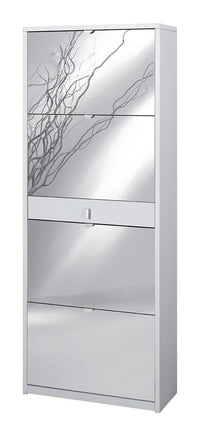 KIT SCARPIERA SPECCHIO ANTE A RIBALTA H164 L63 P29 Cm FINITURA BIANCO FIAMMATO SARMOG Sk569spk