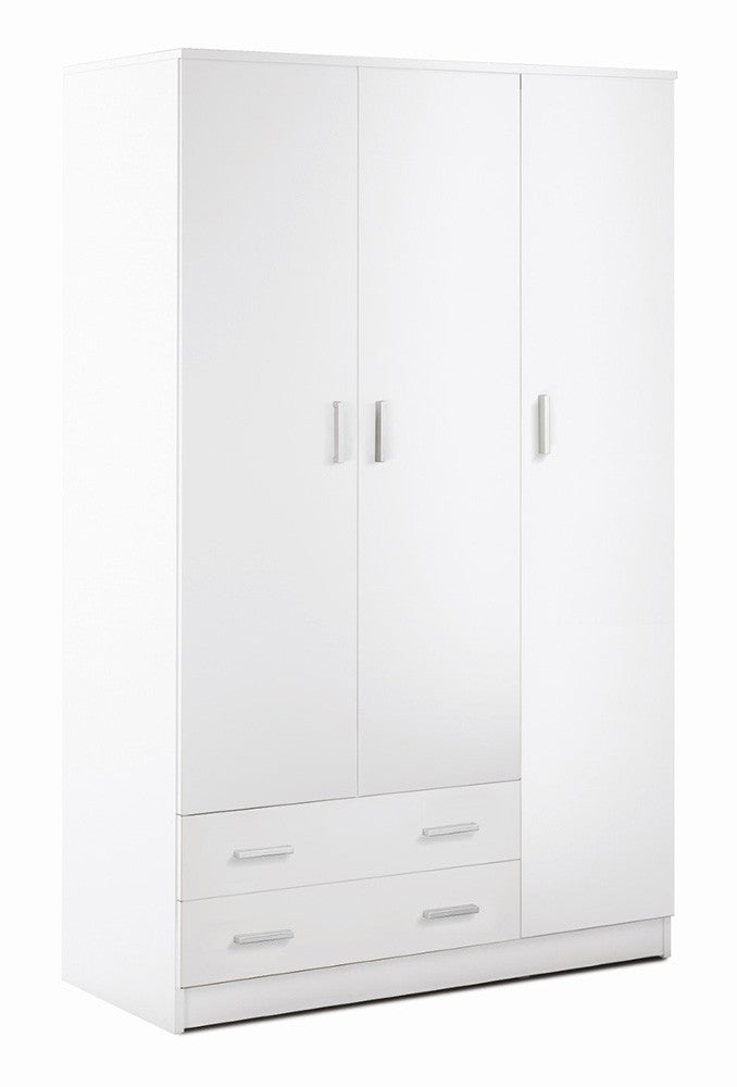 Armadio 3 ante 2 cassetti H182 L115 P52 Cm colore Bianco Liscio 457k Sarmog