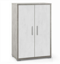 Mobile Armadio 2 ante H110 L71 P41 Cm Strutura color cemento frontali bianco ossido Dd270k Sarmog