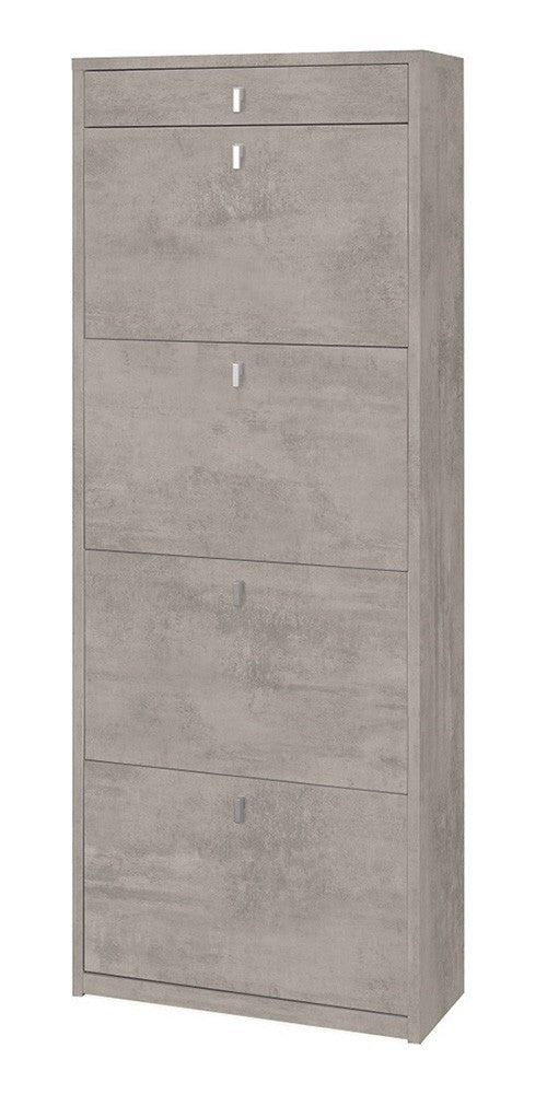 Scarpiera mobile porta scarpe 4 ante a ribalta e 1 Cassetto H164 L63 P29 Cm colore Cemento Sk568k Sarmog