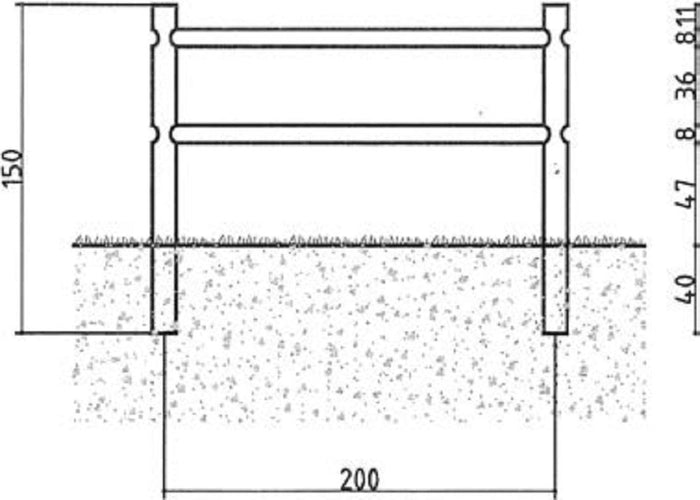RECINZIONE STACCIONATA 10MT 2 FORI CON PALI LEGNO PINO NORDICO IMPREGNATO