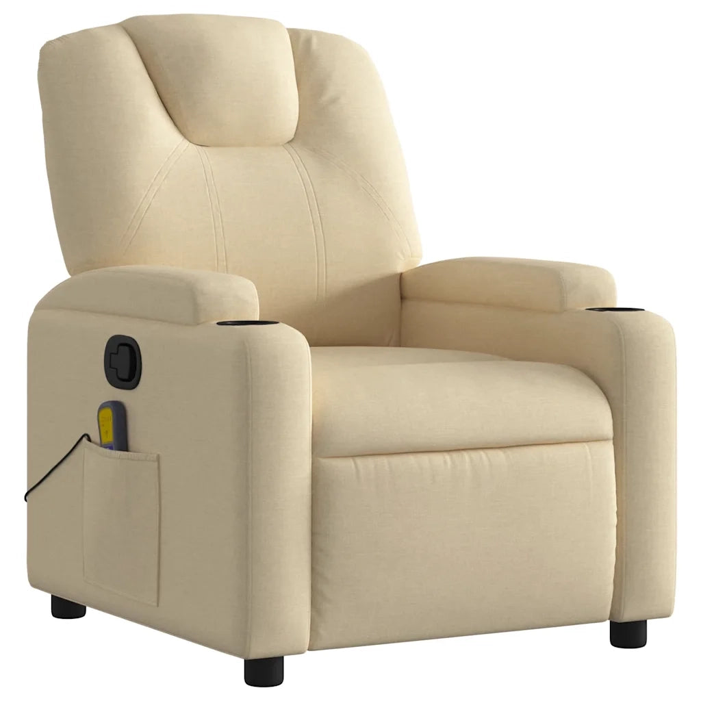 Poltrona reclinabile massaggiante in tessuto color crema 3205515
