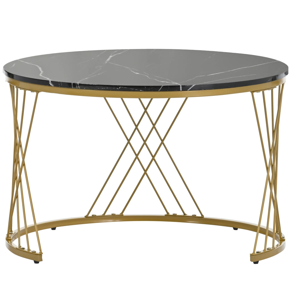 Set di 2 tavolini da caffè 70x70x45 cm e 45x45x40 cm impilabili in MDF nero