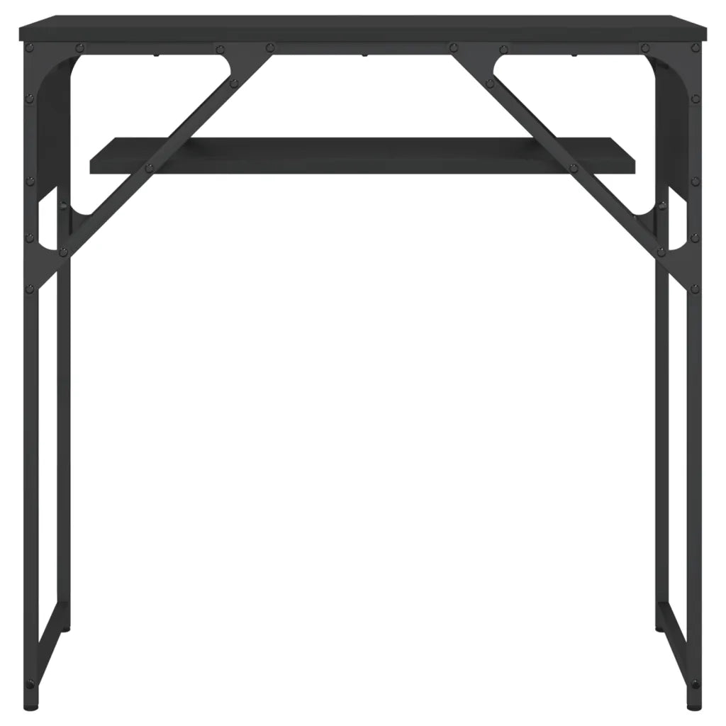 Tavolo Consolle con Ripiano Nero 75x30x75cm Legno Multistrato 837797