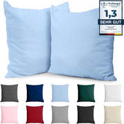 Cuscino copri 80x80 cm di cotone rinforzato (set di 2) - Blu chiaro - Tessuto fitto con 57 fili/cm² - Cuscino copri 80x80 cm - Certificato Oeko Tex - 80x80 cm