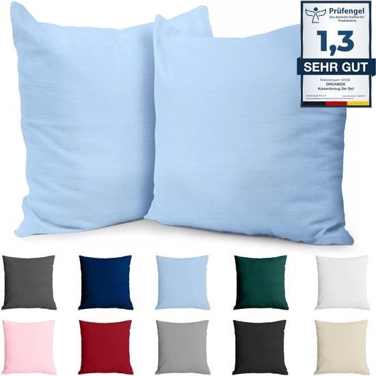 Cuscino copri 80x80 cm di cotone rinforzato (set di 2) - Blu chiaro - Tessuto fitto con 57 fili/cm² - Cuscino copri 80x80 cm - Certificato Oeko Tex - 80x80 cm