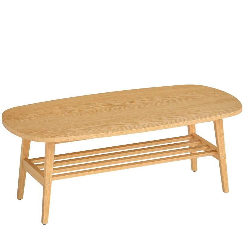 Tavolo da pranzo - da soggiorno - 120x60x42 cm - con ripiano - legno naturale - per camera e soggiorno
