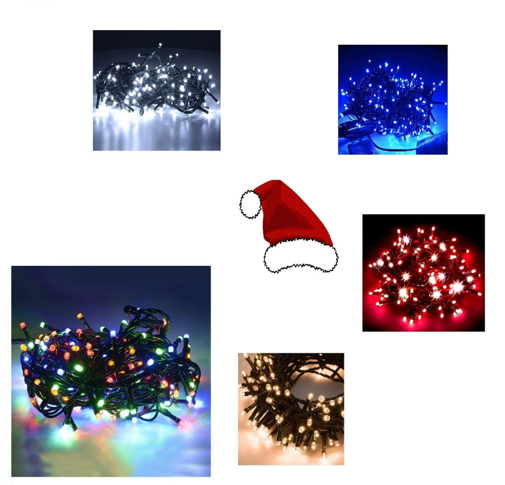 LUCI LED PER ALBERO DI NATALE da 100 a 500 LED BIANCO BIANCA FREDDO MULTI COLOR Misura: 100 Led, Colore: Giallo