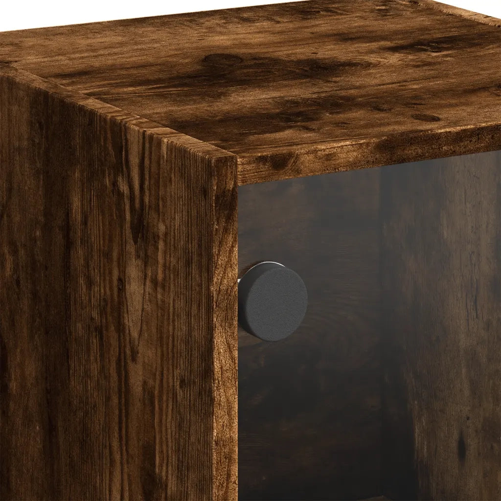 Credenza | Madia | Buffet da pranzo | Armadio da pranzo con Ante in Vetro Rovere Fumo 35x37x109 cm