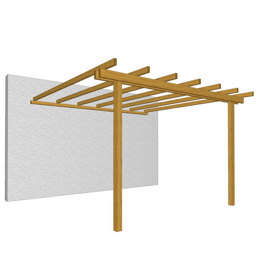 Pergola addossata gazebo pino massello impregnato cm.300x300h250 Cm
