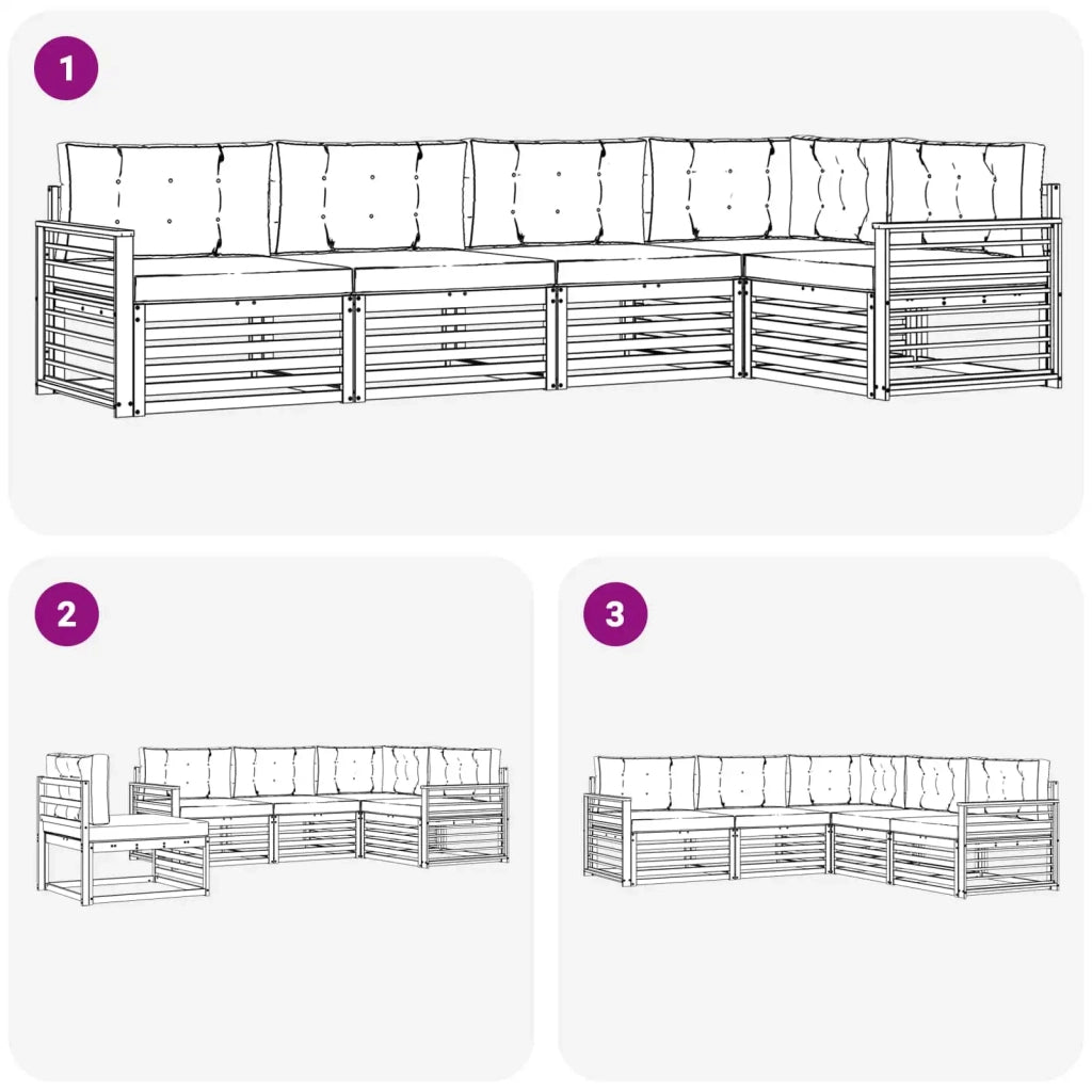 Set di divani da esterno 5 pcs Grigio Naturale e Chiaro 3373471