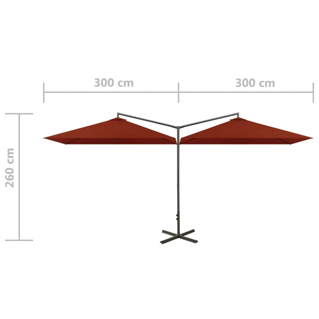 Ombrellone doppio con palo in acciaio terracotta 600 x 300 cm 02_0008436