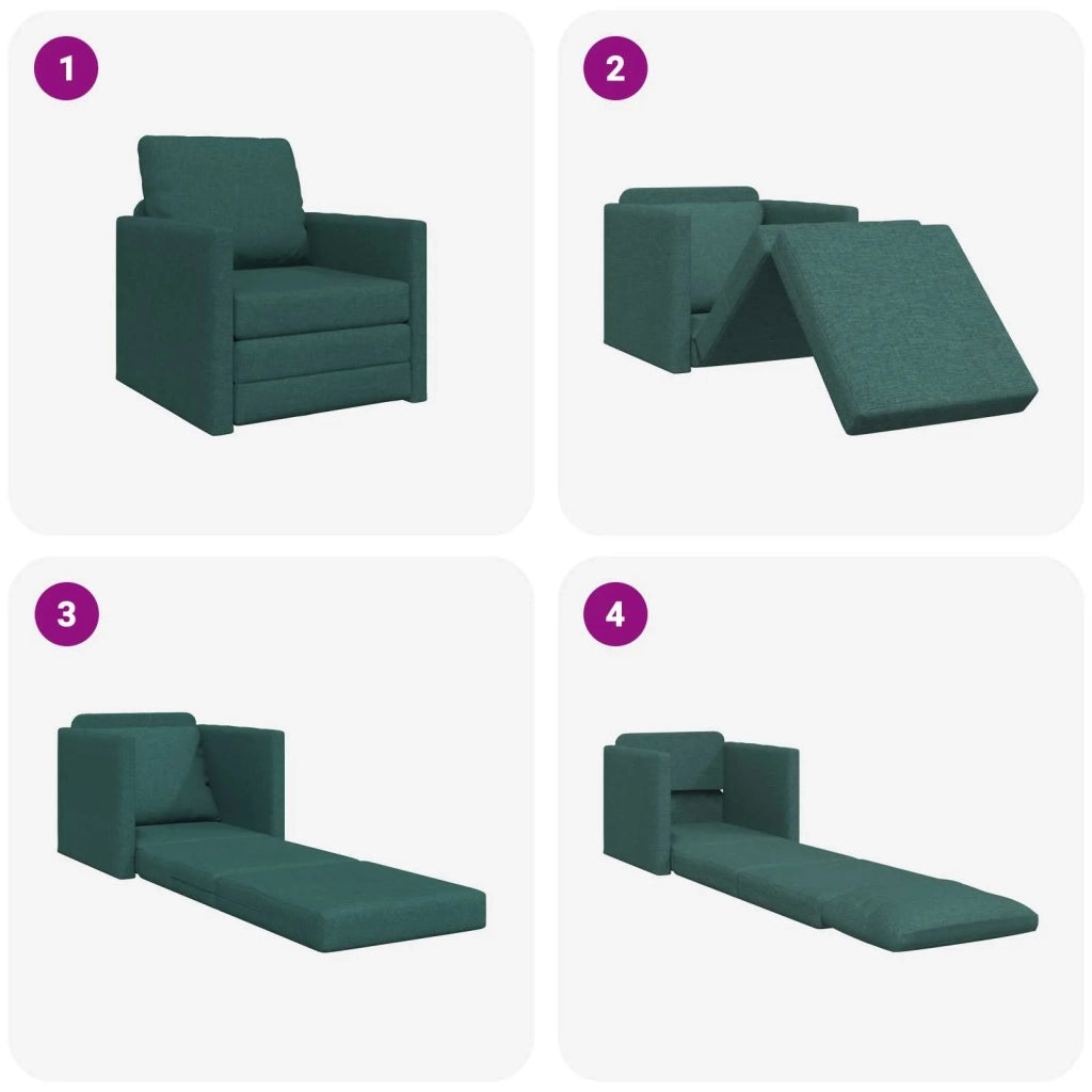 Divano letto | Sof¨¤ letto | Letto singolo Verde Scuro 74 x 77 x 81 cm Tessuto