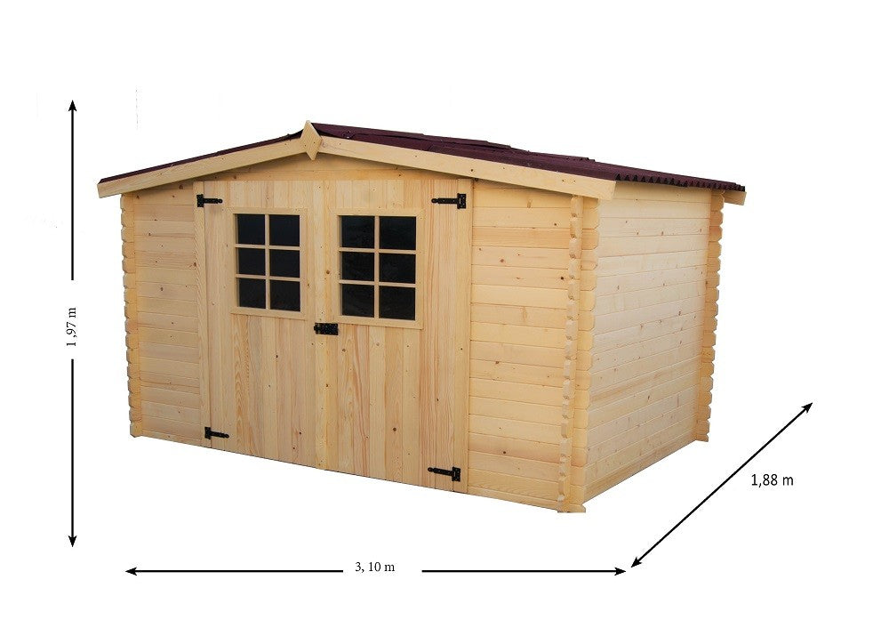 CASETTA FORESTA MOD. ALPINA IN LEGNO MASSELLO AD INCASTRO 20 MM 300X185 CON PAVIMENTO