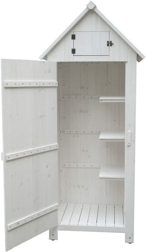 Armadio FORESTA casetta da giardino in legno di abete colore bianco 0,77x0,55x1,79H con 3 ripiani