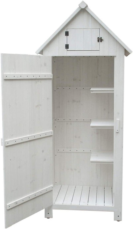 Armadio FORESTA casetta da giardino in legno di abete colore bianco 0,77x0,55x1,79H con 3 ripiani