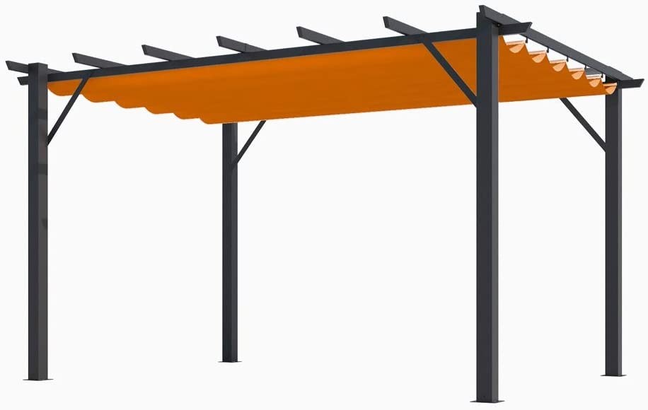 Pergola Foresta gazebo in alluminio con telo retrattile colore ruggine, dimensioni 400x300x230H
