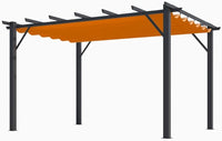 Pergola Foresta gazebo in alluminio con telo retrattile colore ruggine, dimensioni 400x300x230H