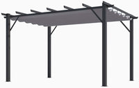 Pergola Foresta gazebo in alluminio con telo retrattile colore grigio, 140gr, dimensioni 400x300x230H