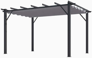 Pergola Foresta gazebo in alluminio con telo retrattile colore grigio, 140gr, dimensioni 400x300x230H