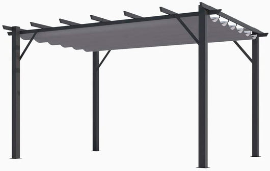 Pergola Foresta gazebo in alluminio con telo retrattile colore grigio, 140gr, dimensioni 400x300x230H