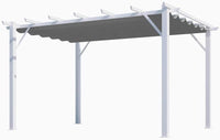 Pergola Foresta gazebo in alluminio colore bianco con telo retrattile grigio 140g/mq, dimensioni 400x300x230H