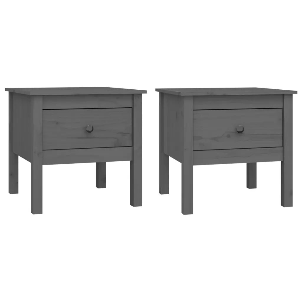 Tavolini 2 pz Grigi 50x50x49 cm Legno Massello di Pino 813799