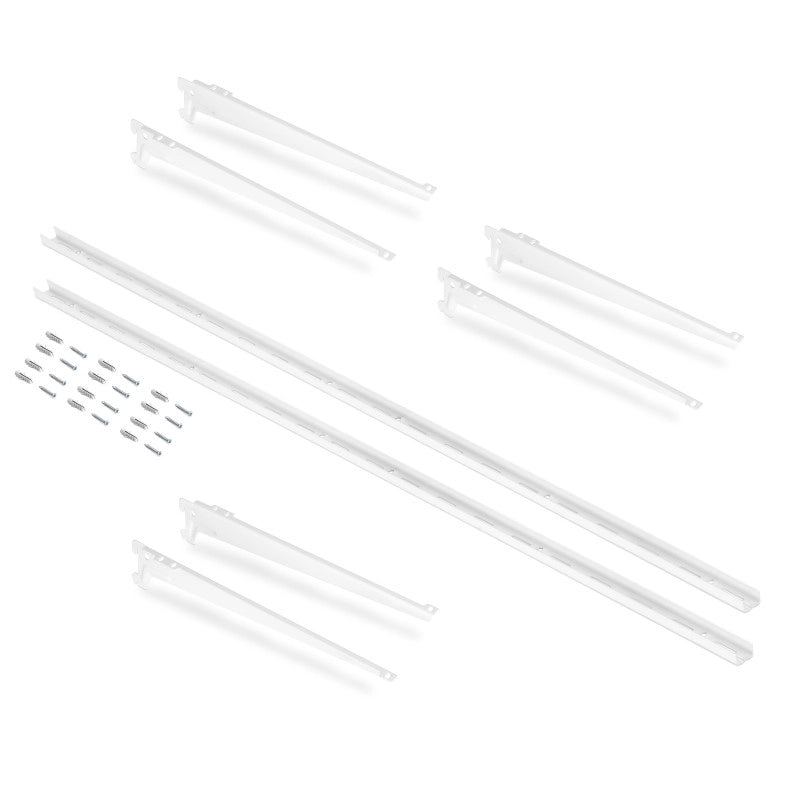 Kit di 3 mensole con staffe e supporti a parete Jagmet, lunghezza 380 mm, Acciaio, Verniciato bianco