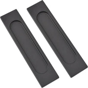 Porta scorrevole rettangolare trainabile 2 pezzi - Matto nero alluminio - Maniglia senza barriere - Sfregamento porta finestre armadi - 15cm - Grip elegante
