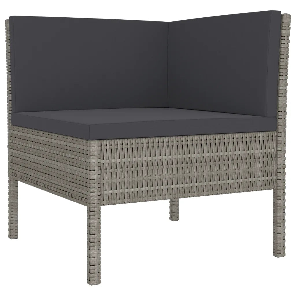 Set Divani da Giardino 3 pz | Set Salotto da Giardino con Cuscini in Polyrattan Grigio