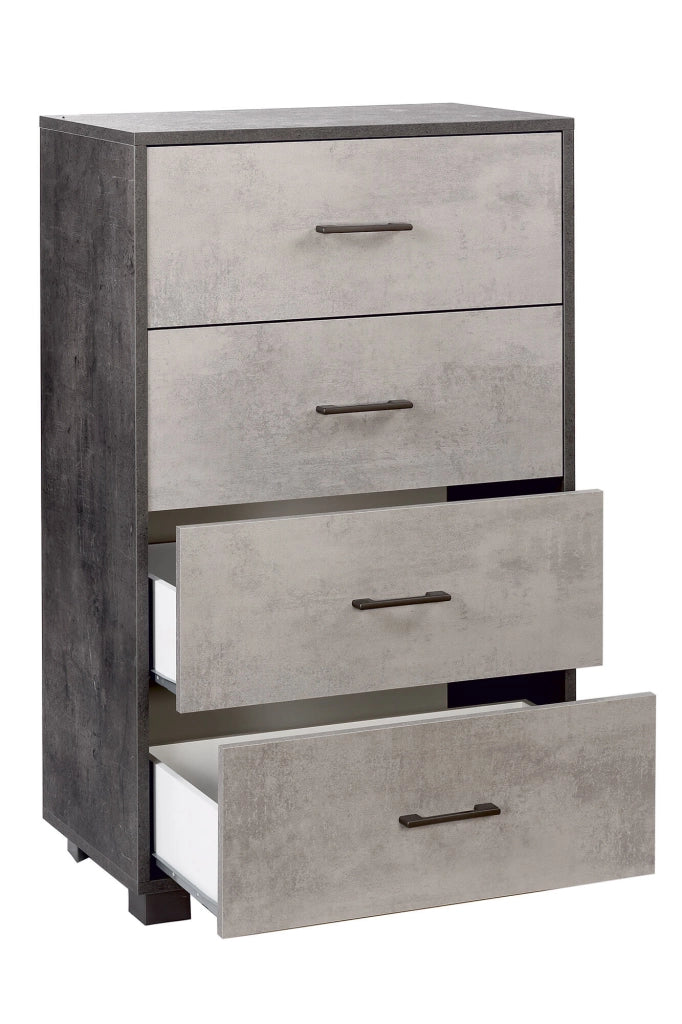Mobile 4 Cassetti 70x112x41 cm Ossido Nero/Cemento