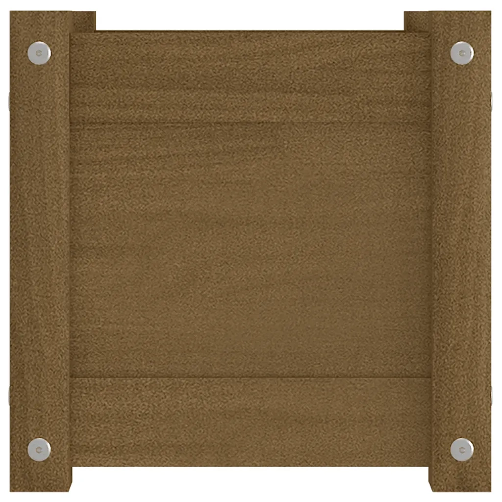 Fioriera | Cassetta per fiori | Vaso Giardino Marrone Ambra 31x31x31 cm Legno Massello Pino