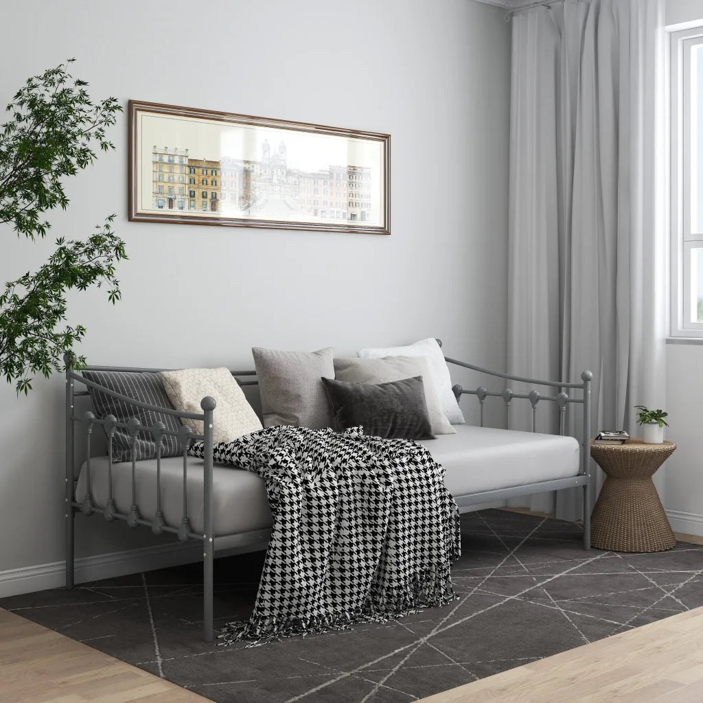Telaio Divano Letto-Struttura Sofa Letto Grigio in Metallo 90x200 cm 261913