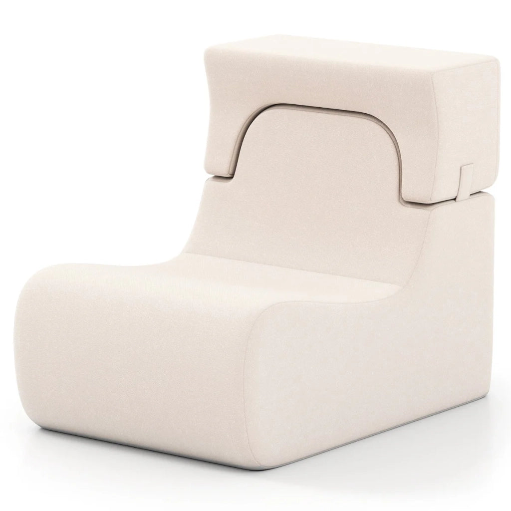 Poltrona da pavimento 95 x 65 x 81 cm comfort ergonomico poggiatesta removibile stile contemporaneo in velluto beige lucido 20_0017906