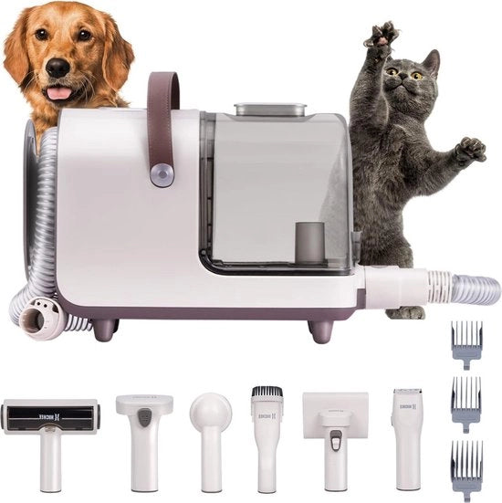 Kit di cura del pelo per animali - 13000 Pa di efficienza - Aspirapolvere per cani - Tondeuse professionale - Con 6 pezzi di attrezzatura per la cura del pelo