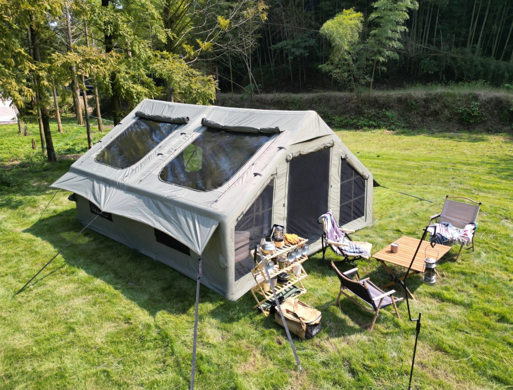 Tenda da campeggio gonfiabile per 7-8 persone 157;48 x 118;11 x 78;74 pollici; verde militare in poliestere