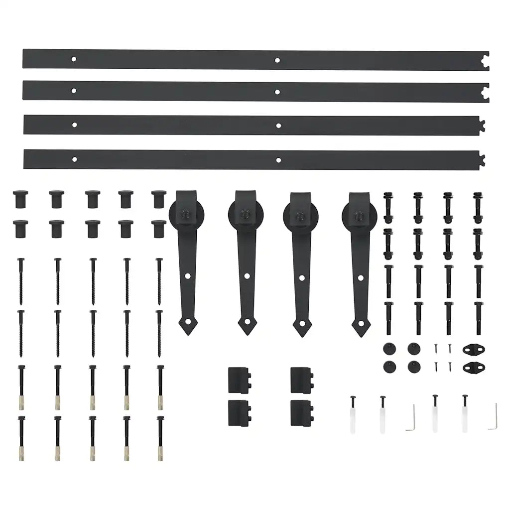 Kit di Binari per Porte Scorrevoli 2x183 cm in Acciaio Nero 275606