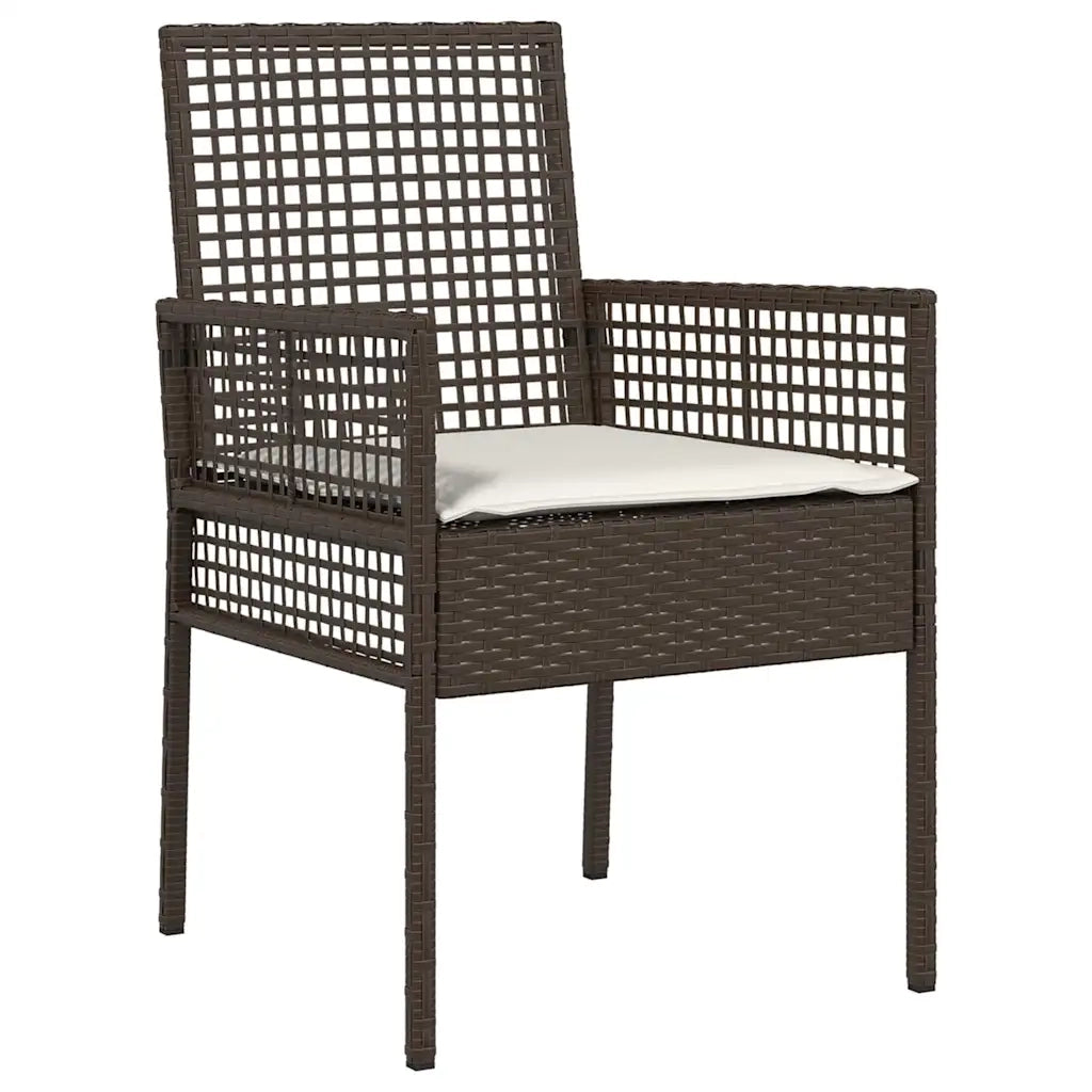 Set da Pranzo per Giardino con cuscino 7 pcs Marrone polyrattan