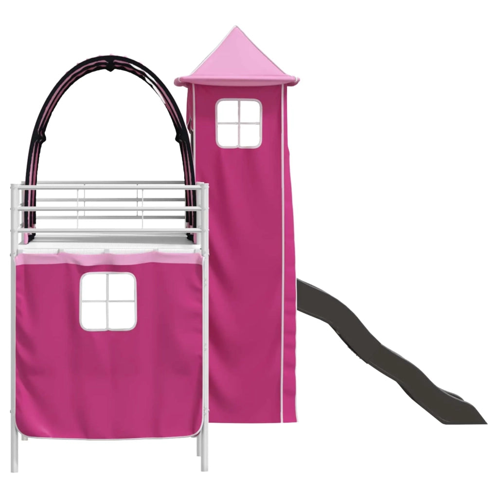 Struttura del letto loft per bambini Bianco e Rosa 90 x 190 cm