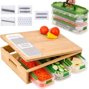 Tavolo di Taglio in Bambù di Qualità con Scatole di Raccolta e Grattugiante, Tavolo da Cucina in Legno di Bambù con Solco per Succo, Set di Tavoli da Taglio Multifunzionali, Sicuro da Lavastoviglie, Aiuto Culinario Pratico
