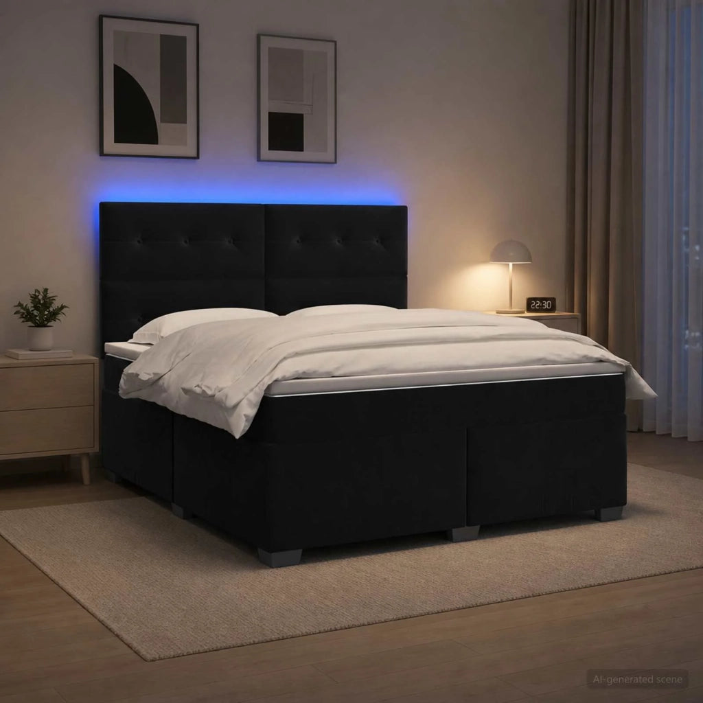 Letto box spring con materasso Nero 140 x 200 cm Velluto 3455122