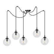 Lampadario Emibig GIGI 5xE14 nero vetro trasparente IP20