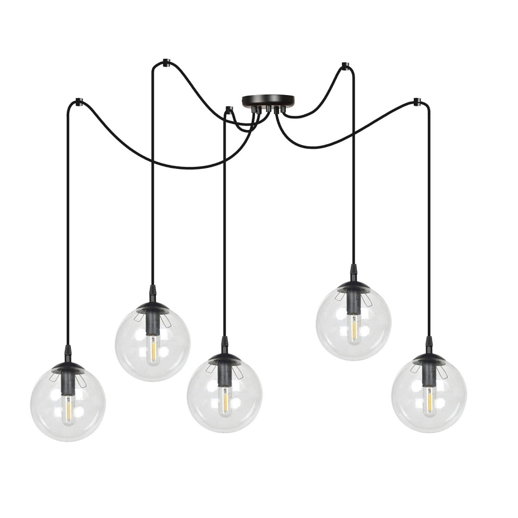 Lampadario Emibig GIGI 5xE14 nero vetro trasparente IP20