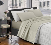 Completo Letto Lenzuola Matrimoniale,100% Cotone, Set letto, Lenzuolo Sopra, Sotto e Federe 2 Piazze Latte