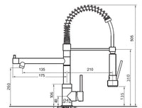 Rubinetto miscelatore cucina professionale industriale con leva clinica doppia uscita