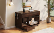 MOBILE LETTIERA GATTO 100 x 45,5 x 67 cm Noce con 2 ciotole